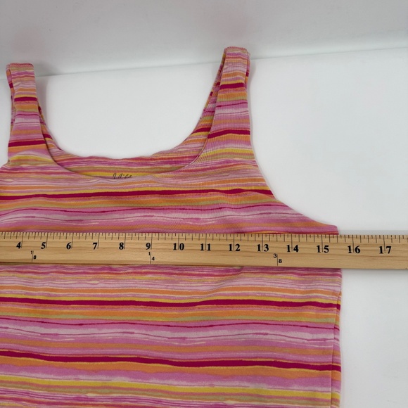 J Jill Top Women Medium Pink Shelf Bra Tank Sleeveless Striped ScoopNeck Stretch - Picture 8 of 10